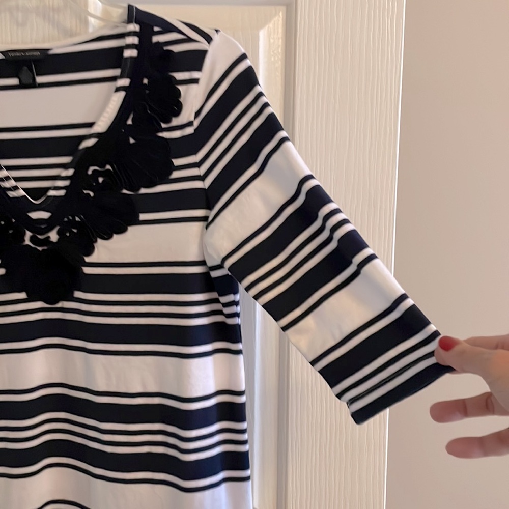 Tommy Hilfiger Top, Cute 3/4 Sleeves, Size S/P, Navy & White